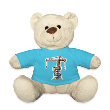 Crane / construction site / winch / crane system - Teddy Bear - atoll blue - Front