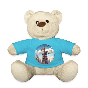 Crane / construction site / winch / crane system - Teddy Bear - atoll blue - Front