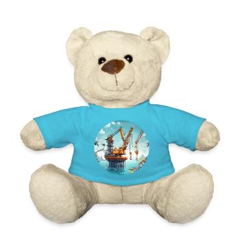 Crane / construction site / winch / crane system - Teddy Bear - atoll blue - Front