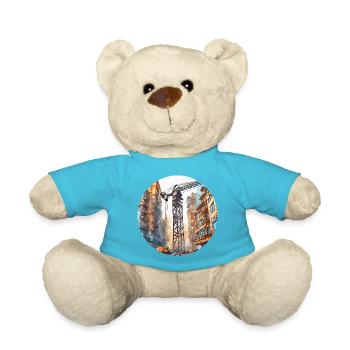 Crane / construction site / winch / crane system - Teddy Bear - atoll blue - Front