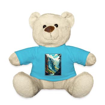 Reichenbach Falls Switzerland Travel Poster - Teddy Bear - atoll blue - Front