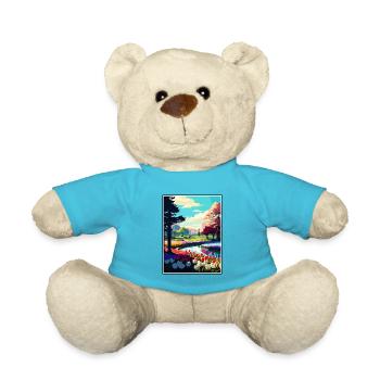 Keukenhof Gardens Netherlands Travel Poster - Teddy Bear - atoll blue - Front