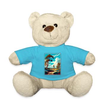 Hoge Veluwe Niederlande Vintage Reiseposter WPA - Teddy - Atollblau - Vorne