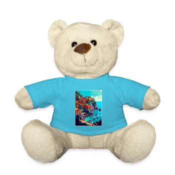 Cinque Terre Italy Decoration Patmos Travel Poster - Teddy Bear - atoll blue - Front