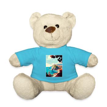 Rhodes Greece Decoration Vintage Travel Poster WPA - Teddy Bear - atoll blue - Front