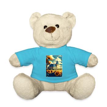 Loire Valley France Vintage Travel Poster Souvenir - Teddy Bear - atoll blue - Front