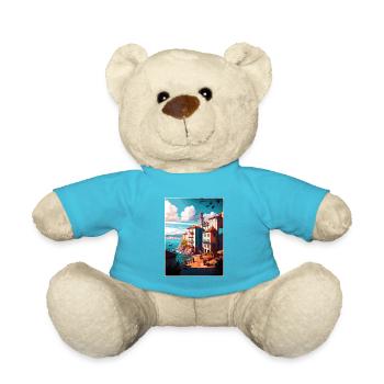 Santander Spanien Vintage Reiseposter WPA Souvenir - Teddy - Atollblau - Vorne