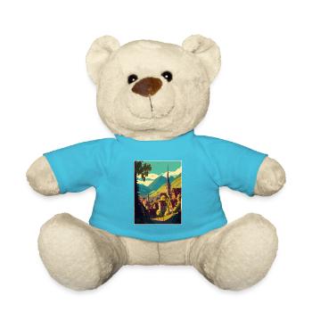 Transsilvanien Rumänien Village Zimmer Reiseposter - Teddy - Atollblau - Vorne