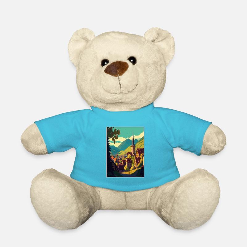 Transsilvanien Rumänien Village Zimmer Reiseposter - Teddy - Atollblau