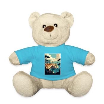 Dubrovnik Croatie Vintage voyage affiche Souvenir - Nounours - bleu outremer - Devant