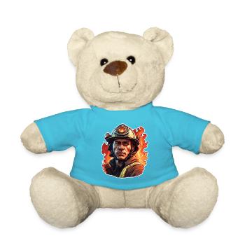 Firefighter / Fire / Fire / Extinguish / Hero - Teddy Bear - atoll blue - Front