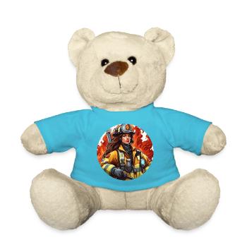 Firefighter / Fire / Fire / Extinguish / Heroine - Teddy Bear - atoll blue - Front