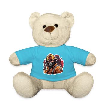 Firefighter / Fire / Fire / Extinguish / Hero - Teddy Bear - atoll blue - Front