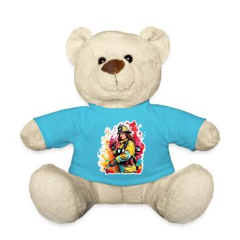 Firefighter / Fire / Fire / Extinguish / Heroine - Teddy Bear - atoll blue - Front
