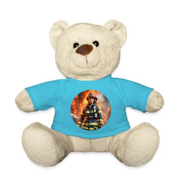 Firefighter / Fire / Fire / Extinguish / Heroine - Teddy Bear - atoll blue - Front