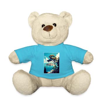 Vis Island Croatia Vintage Travel Poster Souvenir - Teddy Bear - atoll blue - Front