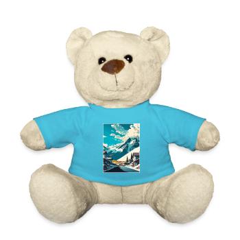 Ischgl Austria Vintage Travel Poster WPA Souvenir - Teddy Bear - atoll blue - Front