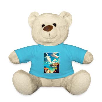 Vis Island Croatia Vintage Travel Poster Souvenir - Teddy Bear - atoll blue - Front