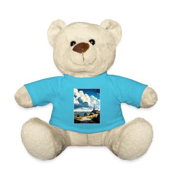 Trelleborg Sweden Vintage Travel Poster Souvenir - Teddy Bear - atoll blue - Front