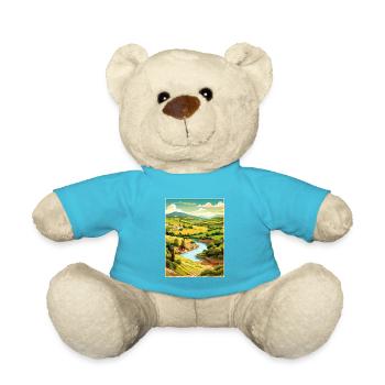 Douro Valley Portugal Vintage Travel Poster WPA - Teddy Bear - atoll blue - Front
