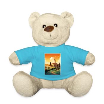 Tuscany Italy Decoration Vintage Travel Poster WPA - Teddy Bear - atoll blue - Front