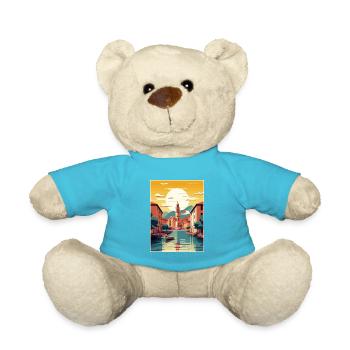 San Sebastian Spain Vintage Travel Poster Souvenir - Teddy Bear - atoll blue - Front