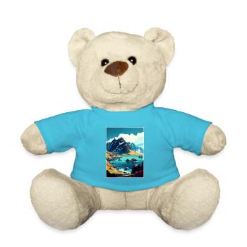 Lofoten Norwegisches Vintage-Reiseposter - Teddy - Atollblau - Vorne