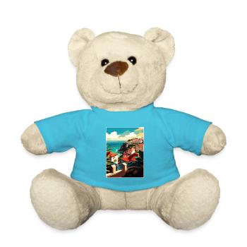 Sao Miguel Portugal Vintage Travel Poster Souvenir - Teddy Bear - atoll blue - Front