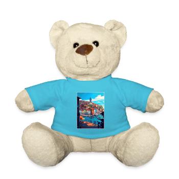 Porto Portugal Vintage Reiseposter WPA Souvenir - Teddy - Atollblau - Vorne