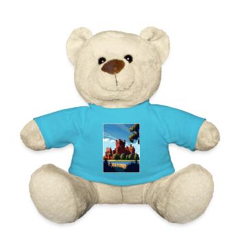 Château de Malbork Pologne Vintage voyage affiche WPA - Nounours - bleu outremer - Devant