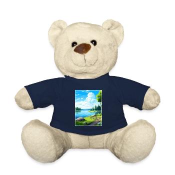 Lake Sainte Croix Deco Vintage Travel Poster WPA - Teddy Bear - french navy - Front