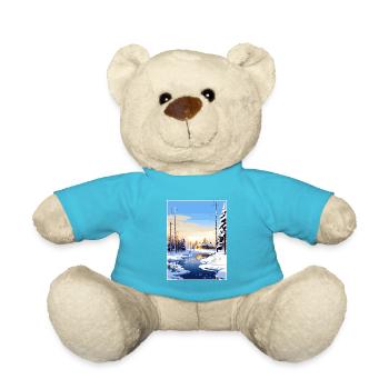 Rovaniemi Finlande Vintage voyage affiche Souvenir - Nounours - bleu outremer - Devant