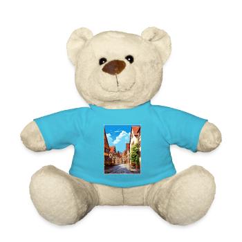Nuremberg Decoration Germany Vintage Travel Poster - Teddy Bear - atoll blue - Front