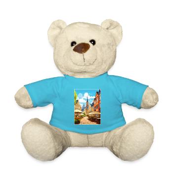 Mayence décoration Allemagne Vintage voyage affiche WPA - Nounours - bleu outremer - Devant