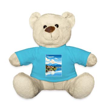 Lake Varese Italy Vintage Travel Poster Souvenir - Teddy Bear - atoll blue - Front