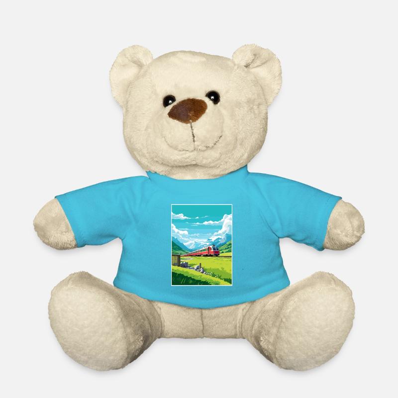 Glacier Express Schweiz Vintage Reiseplakat - Teddy - Atollblau
