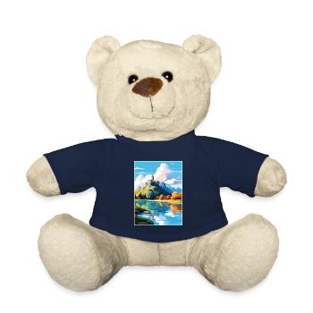 Château de Bled Slovénie Affiche de voyage vintage WPA Art - Nounours - bleu marine - Devant