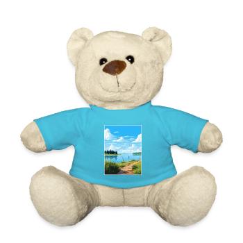 Lac Lacanau Déco Affiche Voyage Vintage Souvenir - Nounours - bleu outremer - Devant