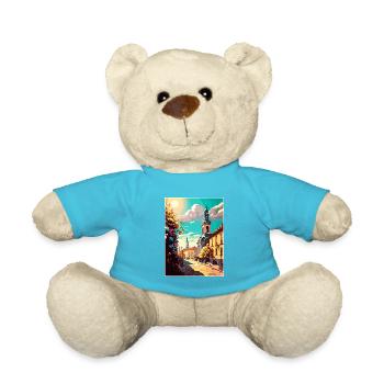 Kielce Pologne Vintage voyage affiche WPA Souvenir - Nounours - bleu outremer - Devant