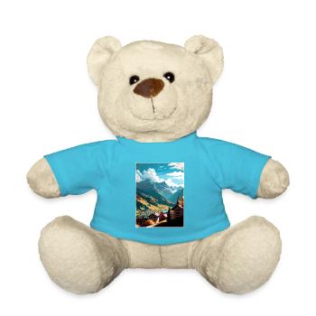 Sion Schweiz Vintage Reiseposter Souvenir - Teddy - Atollblau - Vorne