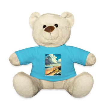 Saltburn au bord de la mer Angleterre Vintage voyage affiche - Nounours - bleu outremer - Devant