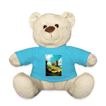 Llansteffan Castle Wales Hangin Travel Poster - Teddy Bear - atoll blue - Front