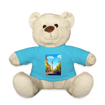 Berlin Deutschland Vintage Reiseposter WPA Souvenir - Teddy - Atollblau - Vorne