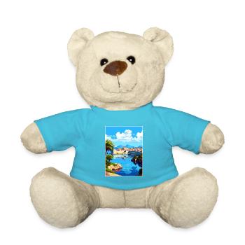 Dubrovnik Croatie Vintage voyage affiche Souvenir - Nounours - bleu outremer - Devant