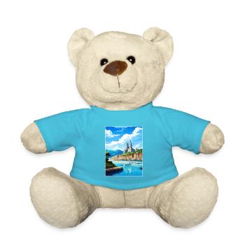 San Sebastian Spain Vintage Travel Poster Souvenir - Teddy Bear - atoll blue - Front