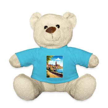Porto Portugal Vintage Reiseposter WPA Souvenir - Teddy - Atollblau - Vorne