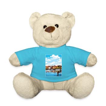 Kiel Decoration Germany Vintage Travel Poster WPA - Teddy Bear - atoll blue - Front