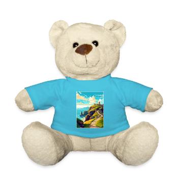 Tintagel Castle England Vintage Travel Poster WPA - Teddy Bear - atoll blue - Front
