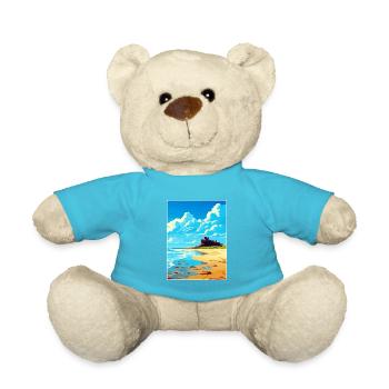 Bamburgh Castle Angleterre Vintage voyage affiche WPA - Nounours - bleu outremer - Devant