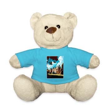 Anglesey Abbey Decoration Vintage Travel Poster - Teddy Bear - atoll blue - Front